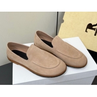 Sumptuous The Row Suede Flat Loafers Beige 0604111