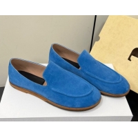 Perfect The Row Suede Flat Loafers Blue 0604112
