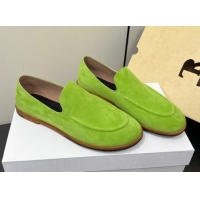Good Looking The Row Suede Flat Loafers Green 0604113