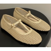 Buy Luxury The Row Mesh T Ballet Flats Beige TR071002 0710121