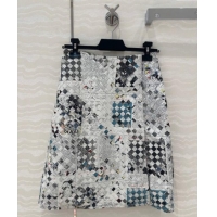 Spot Bulk Bottega Veneta Printed Intrecciato Lambskin Leather Skirt 0814 Grey 2025