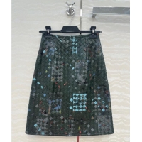 Grade Quality Bottega Veneta Printed Intrecciato Lambskin Leather Skirt 0814 Green 2025