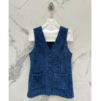 New Release Creation Bottega Veneta Suede Leather Vest BV082217 Blue 2025
