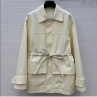 Trendy Design Bottega Veneta Jacket with Leather Belt 1014 White 2025