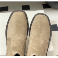 Charming The Row Suede Flat Ankle Boots TR082702 Beige 2025