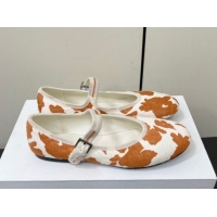 Durable The Row Printed Mohair Mary Janes Ballet Flats TR082703 White/Orange