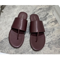 Best Product The Row Signum Flat Thong Slides Sandal in Calfskin TR082704 Dark Burgundy 2025