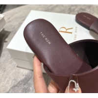 Best Product The Row Signum Flat Thong Slides Sandal in Calfskin TR082704 Dark Burgundy 2025