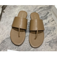 Good Product The Row Signum Flat Thong Slides Sandal in Calfskin TR082704 Khaki 2025