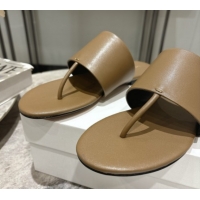 Good Product The Row Signum Flat Thong Slides Sandal in Calfskin TR082704 Khaki 2025