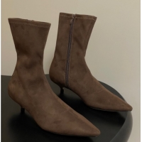 Luxury Cheap The Row Liisa Kitten Ankle Boot 3cm in Suede Brown 1028059 2025
