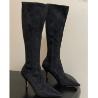 Grade The Row Liisa Kitten High Boot 8.5cm in Suede Black 1028056