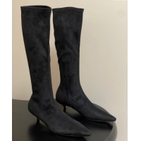 Top Design The Row Liisa Kitten High Boot 3cm in Suede Black 1028058