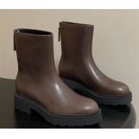 Popular Style The Row Nobilis Fast Platform Ankle Boots 4cm in Leather Brown 1028062