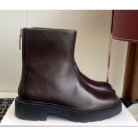 Good Quality The Row Nobilis Fast Platform Ankle Boots 5cm in Leather Dark Brown 1028065