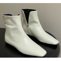 Shop Duplicate The Row Lambskin Leather Flat Ankle Boots TR102801 White 2025