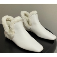 Best Product The Row Lambskin and Wool Flat Ankle Boots TR102801 White 2025