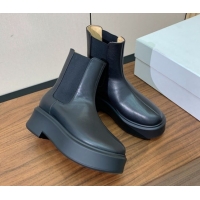 Good Quality The Row Leather Platform Ankle Boots 5cm TR102802 Black 2025