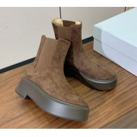 Grade Quality The Row Suede Platform Ankle Boots 5cm TR102802 Brown 2025