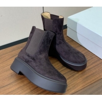 Top Grade The Row Suede Platform Ankle Boots 5cm TR102802 Dark Brown 2025
