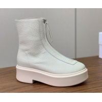 Good Product The Row Leather Zipped Platform Ankle Boots 5cm 1028074 White 2025