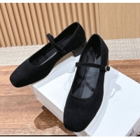 Good Looking The Row Suede Mary Janes Pumps 3.5cm TR102804 Black 2025