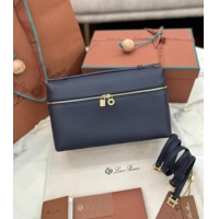 Top Design Loro Piana Extra Pocket Pouch L27 in Grained Calfskin L0427 Royal Blue 2025