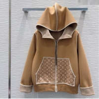 Best Product Louis Vuitton Monogram Accent Hoodie Jacket LV102903 Beige 2025