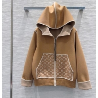 Best Product Louis Vuitton Monogram Accent Hoodie Jacket LV102903 Beige 2025