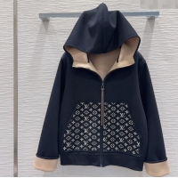 Spot Bulk Louis Vuitton Monogram Accent Hoodie Jacket LV102905 Black 2025