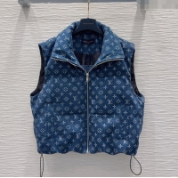 Modern Classic Louis Vuitton Monogram Denim Down Vest LV102508 Blue 2025