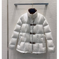 Luxury Cheap Louis Vuitton Monogram Accent Pillow Puffer Down Jacket LV102509 White 2025