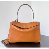 Luxury Classic Balenciaga Rodeo Medium Handbag in smooth calfskin 78972 brown yellow With aged-silver hardware 2025