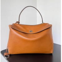 Buy Classic Balenciaga Rodeo Large Handbag in smooth calfskin 78972 brown yellow With aged-silver hardware 2025