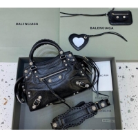 Spot Bulk Balenciaga Neo Cagole XS Lambskin Top Handle Bag with Crystal 638515 Black 2025