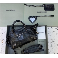 Spot Wholesale Balenciaga Neo Cagole XS Lambskin Top Handle Bag 638515 Black/Aged Silver 2025