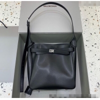Inexpensive Balenciaga Bel Air Small Hobo Bag in smooth calfskin 78972 black aged-silver hardware 2025