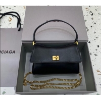 Original Cheap Balenciaga Rodeo Nano Bag With Chain in smooth calfskin 48082 black aged-gold hardware 2025