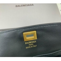 Original Cheap Balenciaga Rodeo Nano Bag With Chain in smooth calfskin 48082 black aged-gold hardware 2025