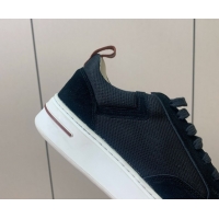 Purchase Loro Piana Newport Walk Sneakers in Suede and Mesh Black 0827001