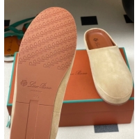 Perfect Loro Piana Tomori Sabot Flat Mules in Suede Beige 0827005