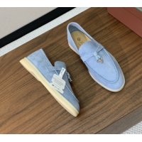 Best Product Loro Piana Summer Charms Walk Loafer in Suede LP110412 Light Blue 2025