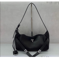 Super Quality Balenciaga Bel Air Small Hobo Shoulder Bag in smooth calfskin 48084 black aged-silver hardware 2025