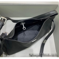 Super Quality Balenciaga Bel Air Small Hobo Shoulder Bag in smooth calfskin 48084 black aged-silver hardware 2025