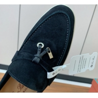 Durable Loro Piana Summer Charms Walk Loafer in Suede LP110417 Black 2025