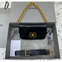Famous Brand Balenciaga BB Soft Small Flap Bag in peach calfskin 48086 black aged-gold hardware 2025
