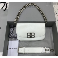 Super Quality Balenciaga BB Soft Small Flap Bag in peach calfskin 48086 white aged-silver hardware 2025