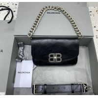 Top Quality Balenciaga BB Soft Small Flap Bag in peach calfskin 48086 black aged-silver hardware 2025
