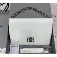 Top Quality Balenciaga BB Soft Large Flap Bag in peach calfskin 48087 white aged-silver hardware 2025