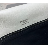 Top Quality Balenciaga BB Soft Large Flap Bag in peach calfskin 48087 white aged-silver hardware 2025